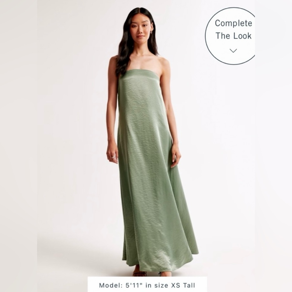 NWT Abercrombie and Fitch Strapless Trapeze Maxi Dress in Lush Green Size Small